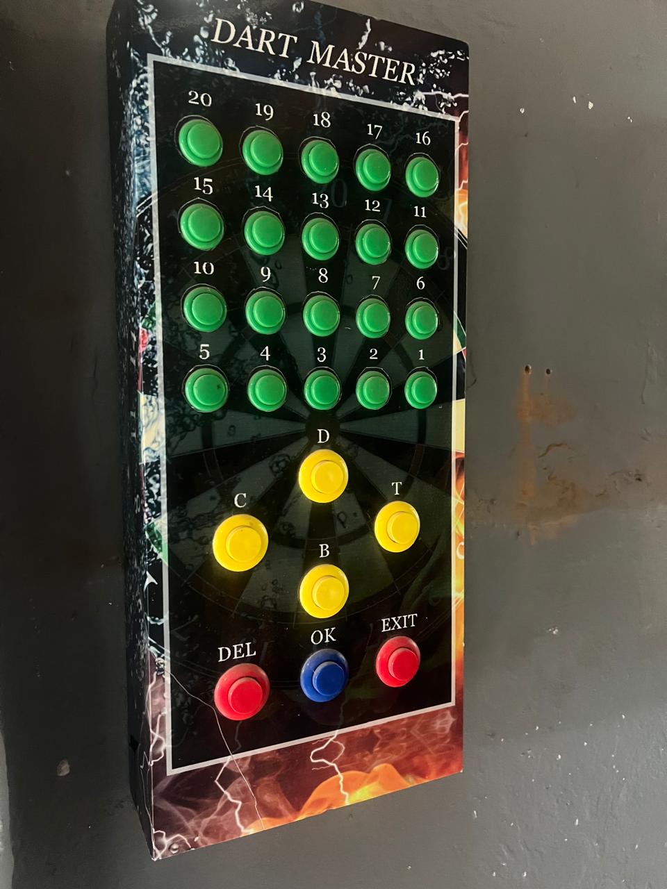 The third DartArcade prototype named Dart Master with green and yellow buttons
