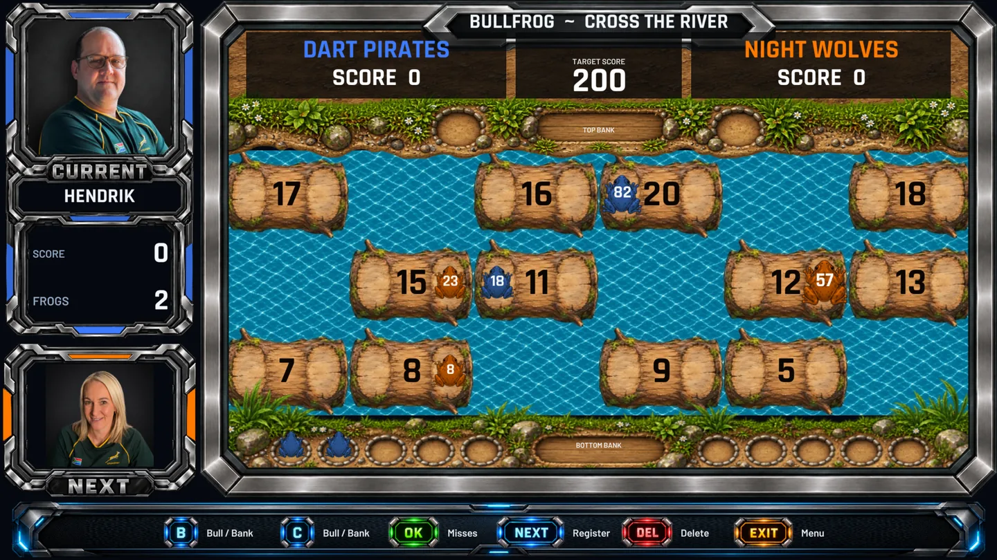 Bullfrog Team Battle gameplay on the DartArcade TV display