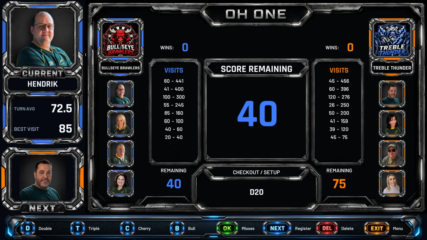 OhOne Team Battle gameplay on the DartArcade TV display