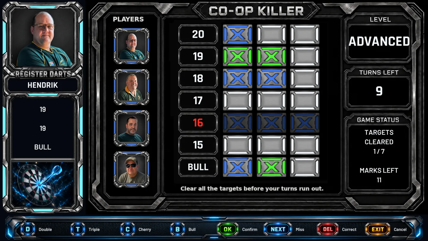 Register darts screen for Co-op Killer