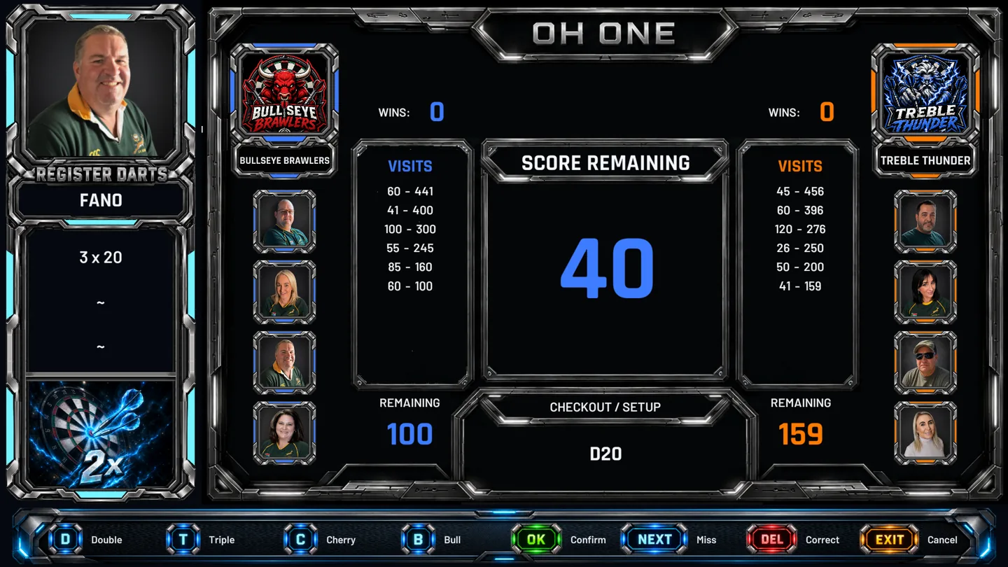 Register darts screen for OhOne