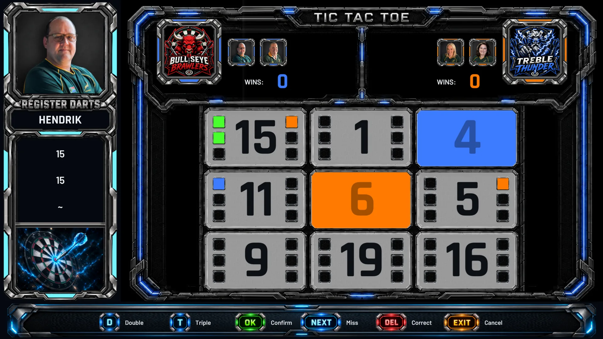 TicTacToe console controls while entering darts