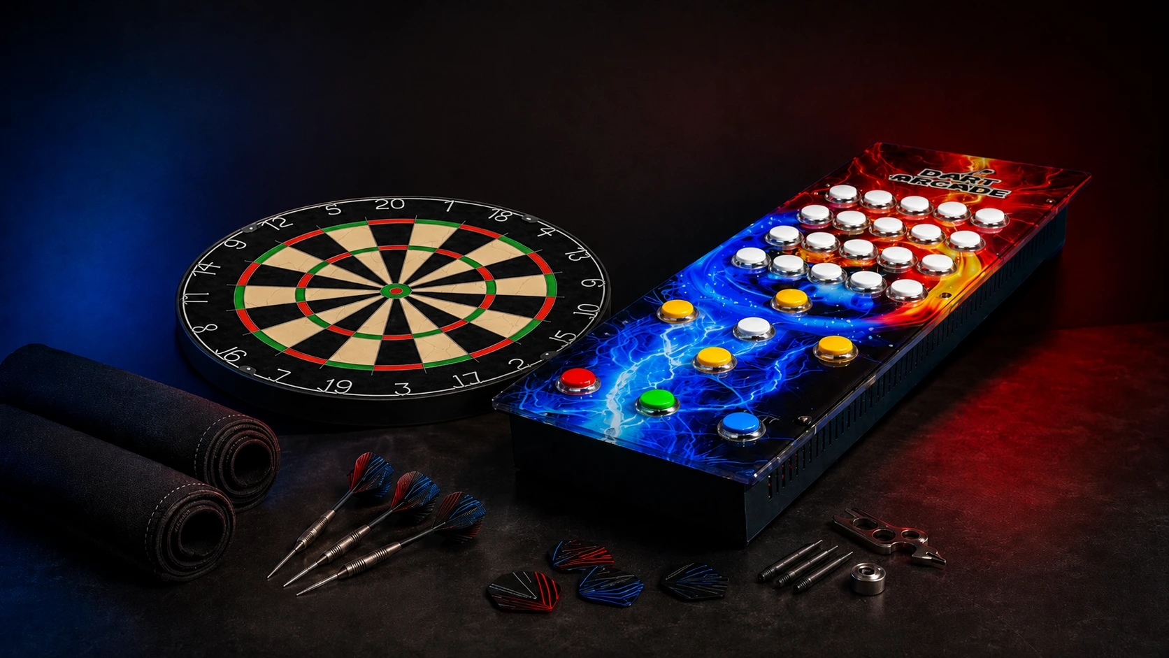 DartArcade physical scoring console in a darts setup